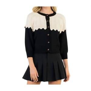 NEW THML tie cozy cardigan in black black